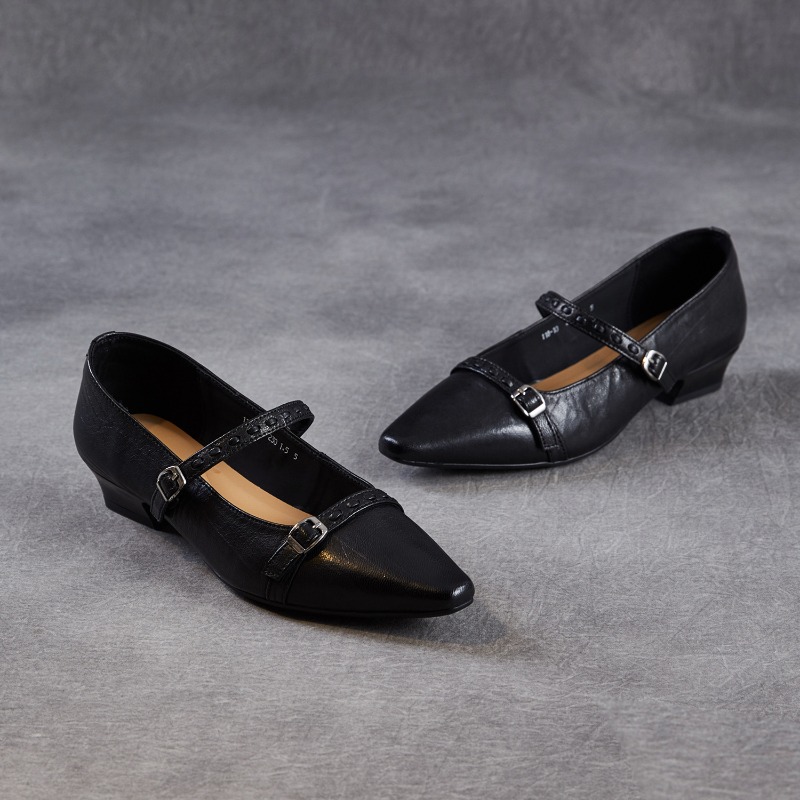 Shoes For Women Flats - Kahverengi Siyah Kore Kadın Flats Kare