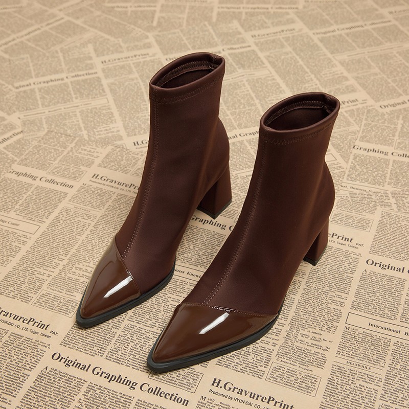 Women Shoes Nb - Kahverengi Kadın Ayak Bileği Yüksek Topuklu