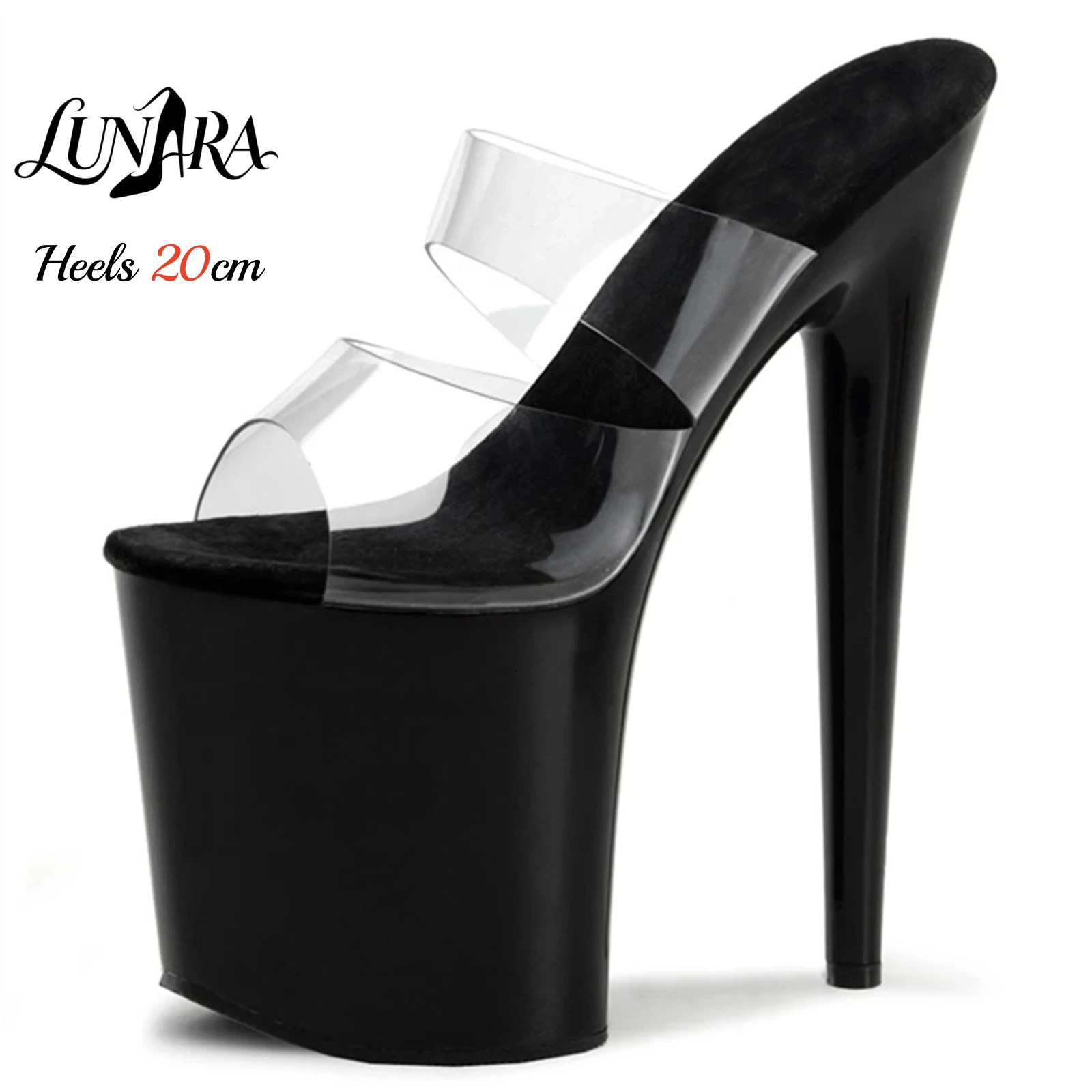 Strappy Heeled Sandals - 20 cm Şeffaf PVC Askılı Ultra