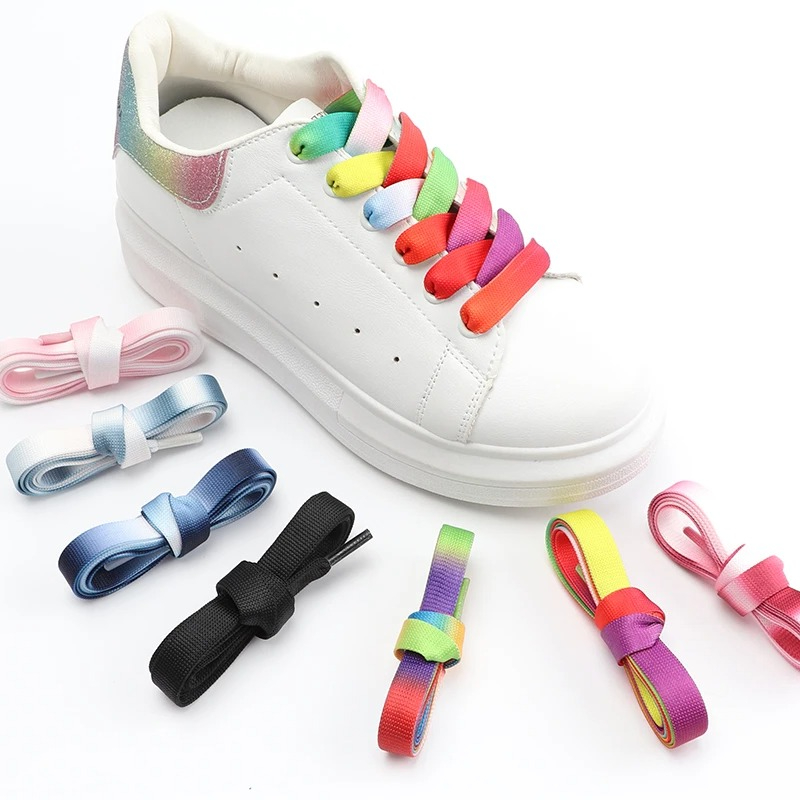 Women Shoes Mk - Gökkuşağı degrade düz ayakkabı bağcığı 1.2CM