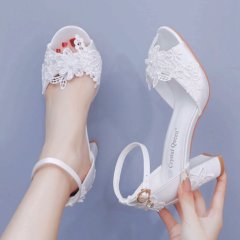 Gladiator Sandal Women - Kadın Beyaz Ipek Yüksek Topuklu Yaz