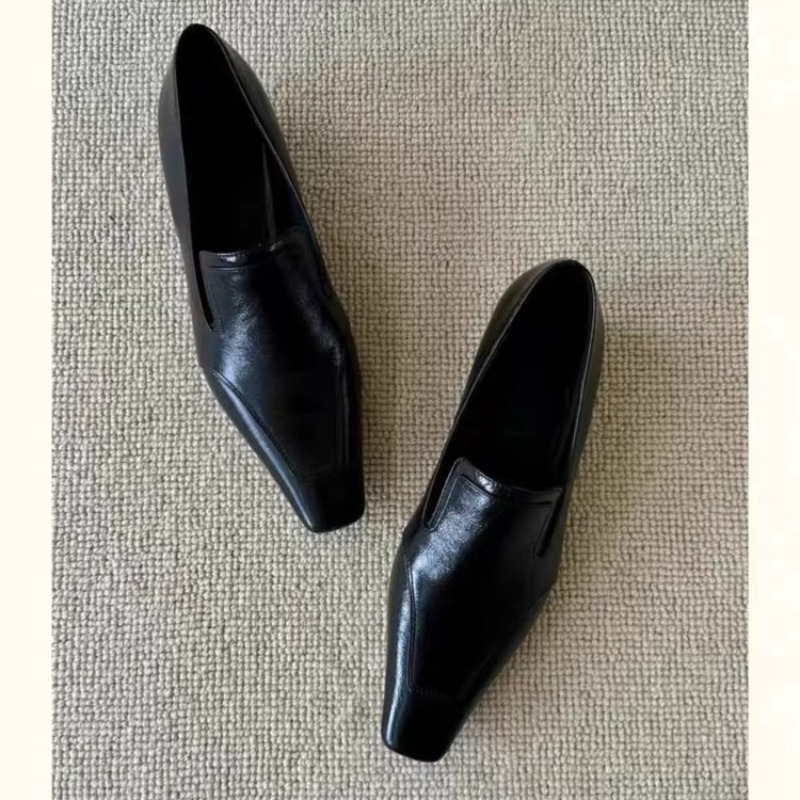 Women Shoes Heels - Retro Kare Burun Derin Ağızlı Slip-on