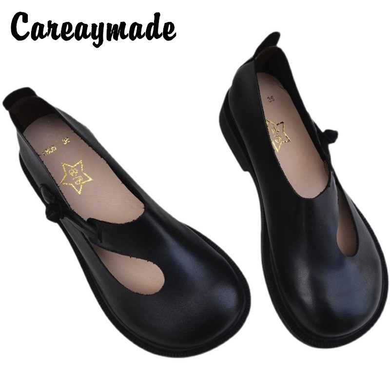 Women Shoes Heels - Careaymade-hakiki deri büyük ayakkabı retro ulusal