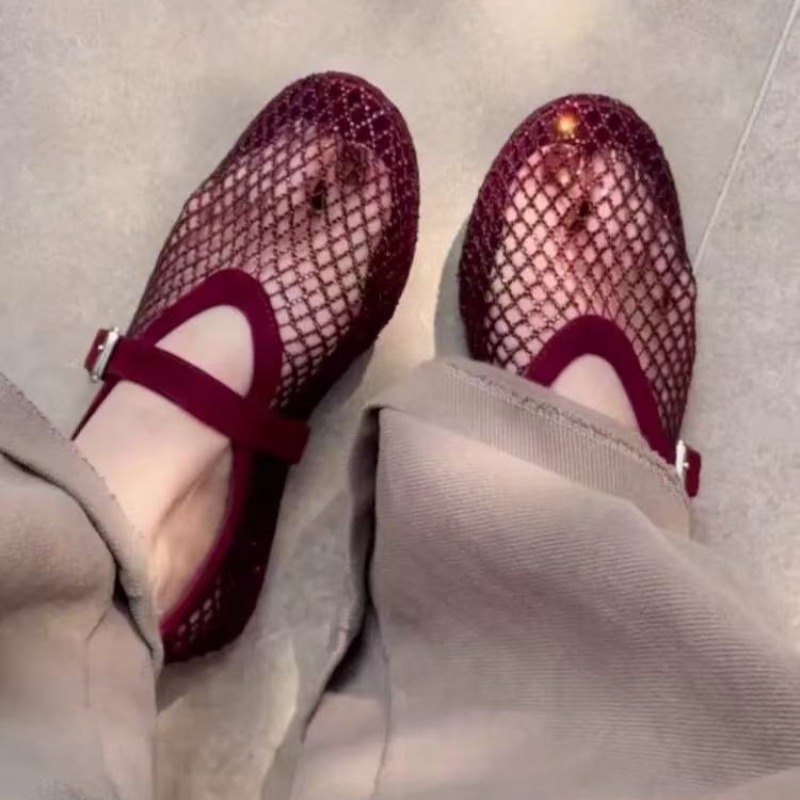 Women Shoes Heels - İçi Boş Yapay Elmaslı Baotou Sandaletler