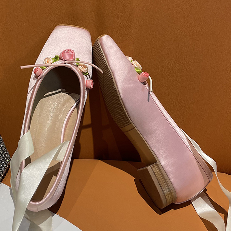 Kadın Pembe Saten Kare Burunlu - Ribbon Tie Heel incelemesi ve fiyatı